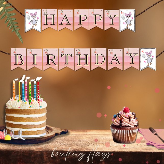 Custom Pink Silly Goose Birthday Party Flags (Custom Pink Silly Goose Birthday Party Flags)