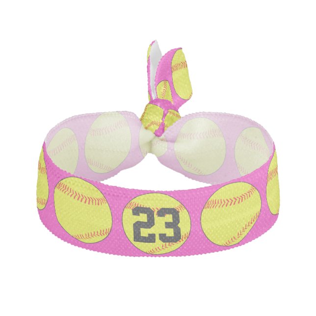 Custom Pink Softball Hair Ties (Front)