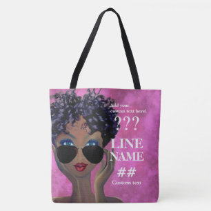 Custom Pink Sorority Black Art Tote Bag