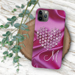 Custom Pink Sparkling Diamonds Heart Pattern iPhone 11 Pro Max Case<br><div class="desc">Contemporary faux shiny diamond heart on a bright hot pink colored printed image of wavy satin fabric. With room to customize or personalize with a monogram of your choice. Beautiful, modern, and cool cover for the trend-savvy and art-loving hip trendsetter, artsy motif lover who wants to protect their phone from...</div>