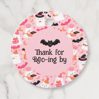 Custom Pink Spooky Cute Kids Halloween Party Favor Tags