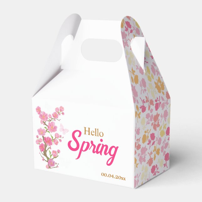  Custom Pink Spring Flowers Favor Box (Front Side)