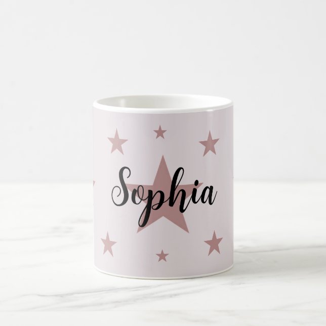 Custom Pink Star Mug – Personalized with Your Name (Center)