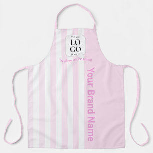 Custom Pink Striped Business Logo Apron