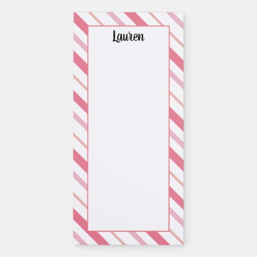 Custom Pink Stripes Thick Thin Magnetic Notepad