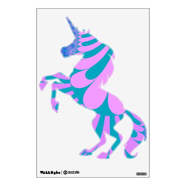 Custom Pink Teal Loop Unicorn Rearing Decal (Front)