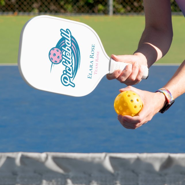 Custom Pink Teal Pickleball Team Paddle (Insitu)
