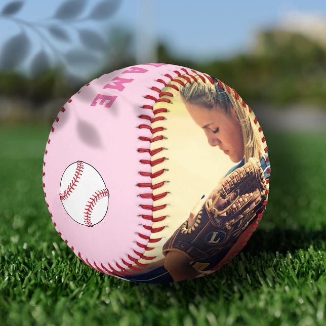 Custom Pink Team Player Name Number Photo  Softball (Creator Uploaded)