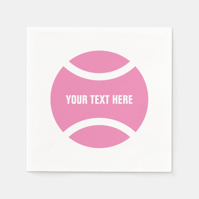 Custom pink tennis ball Birthday party napkins (Front)