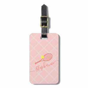 Custom Pink Tennis Monogram Travel Luggage Tag