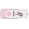 Custom pink tennis racket swivel USB flash drive