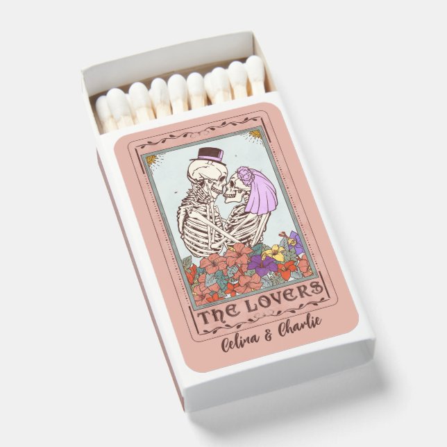 Custom Pink The Lovers Tarot Cards Till Death Matchboxes (Front Open)