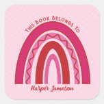 Custom Pink Toned Boho Rainbow Bookplate