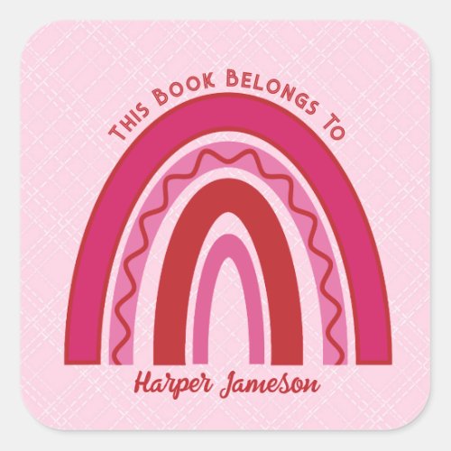 Custom Pink Toned Boho Rainbow Bookplate