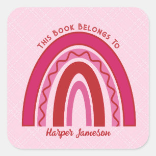 Custom Pink Toned Boho Rainbow Bookplate