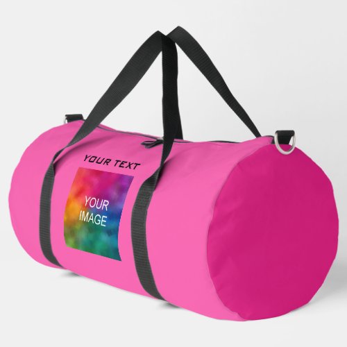 Custom Pink Tones Photo Text Modern Template Large Duffle Bag