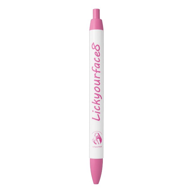 Custom Pink Trim Pen, Black Ink Black Ink Pen (Front Vertical)