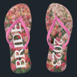 Custom Pink Tulip Flower Bride Flip Flops<br><div class="desc">Add a touch of color as you get ready for the big day.</div>
