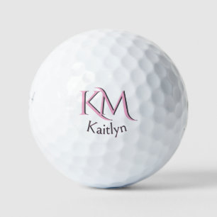 Custom Pink Two-Layered Monogram First Name  Golf  Balls