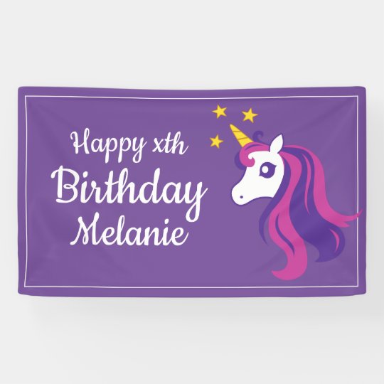 Custom Pink Unicorn Girl S Birthday Party Banner Zazzle Com
