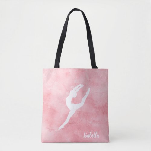 Custom Pink Watercolor Dance Tote Bag