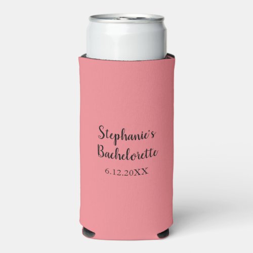 Custom Pink Wedding Bachelorette Party Gift Favor Seltzer Can Cooler