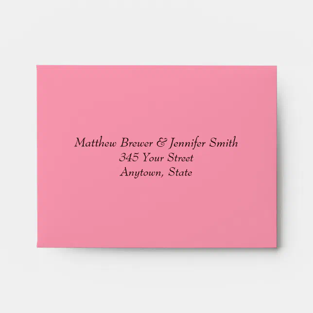 Custom Pink Wedding Envelope with Address Zazzle