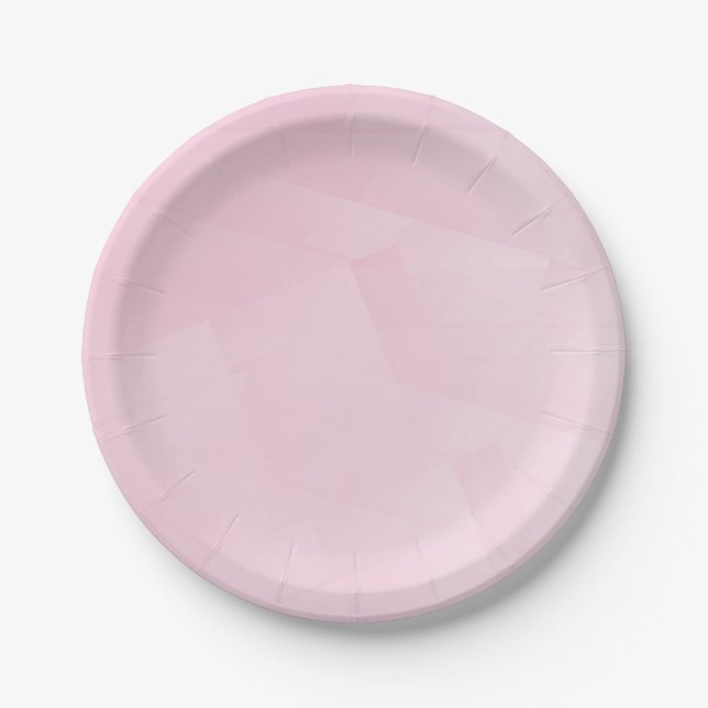 Custom Pink White Blank Trendy Elegant Template Paper Plates (Front)