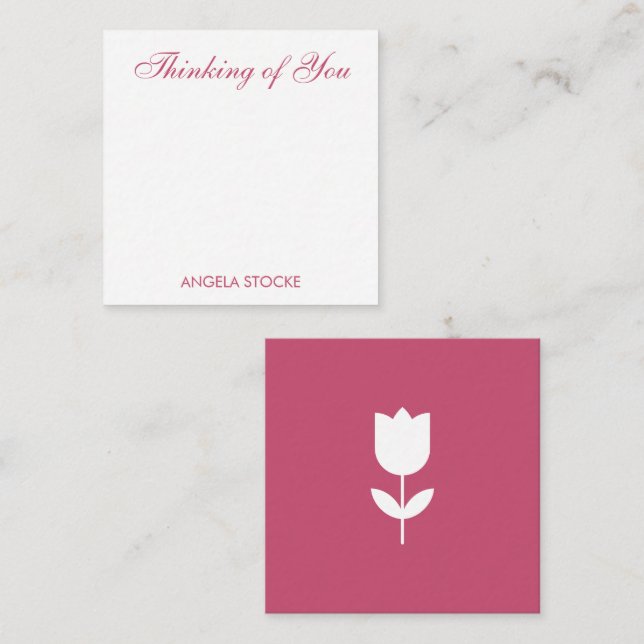 Custom Pink White Flower Note Card (Front/Back)