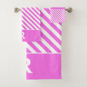 Custom Pink/White Stripes Bath Towel Set