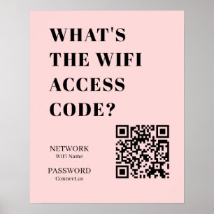 Custom Pink WiFi QR   Personalized Password Poster