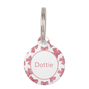 Custom Pink Xmas Bows Pet ID Tag