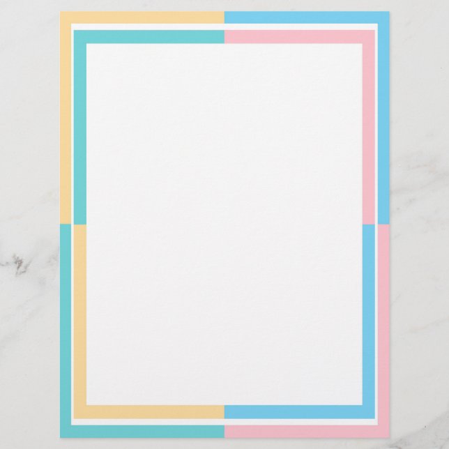 Custom Pink Yellow Blue Green Blank Template Letterhead (Front)
