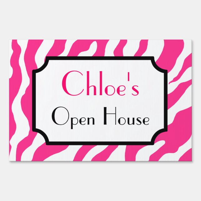 Custom Pink Zebra Yard Sign (Front)