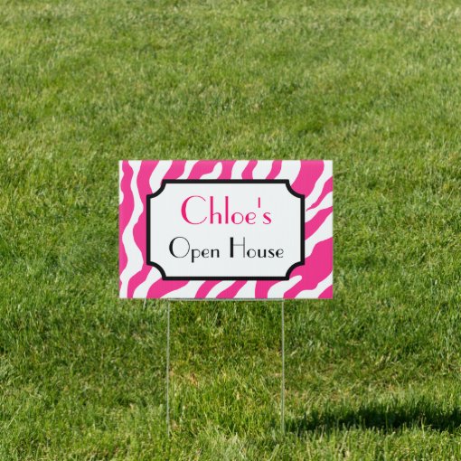 Custom Pink Zebra Yard Sign | Zazzle