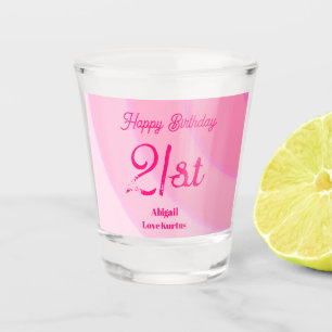 Custom PinkSwirls 21st Shot Glass 