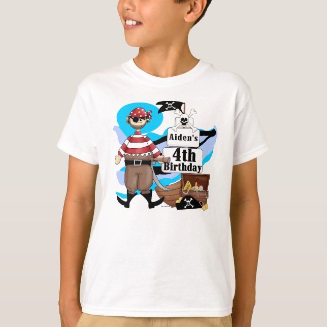 Custom Pirate 4th Birthday T-shirt (Front)