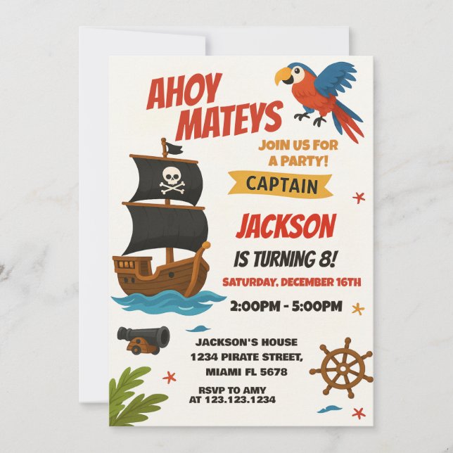 Custom Pirate Birthday Invitation (Front)