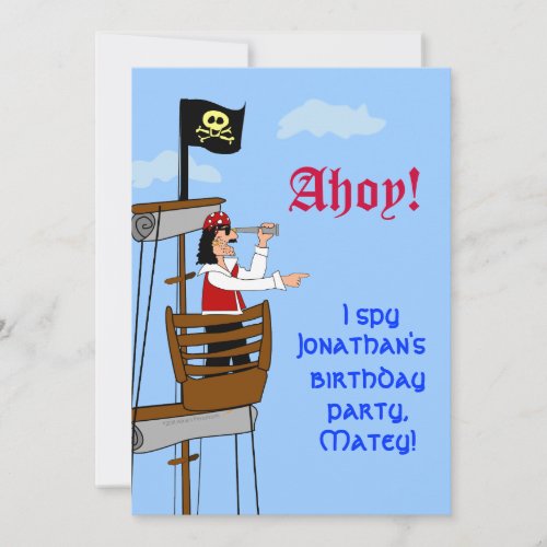 Custom Pirate Birthday Party Invitations Ship