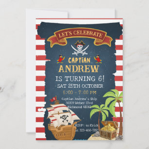 Custom Pirate Birthday Party Treasure Map for boy Invitation