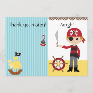 Custom Pirate Boy Thank You Card