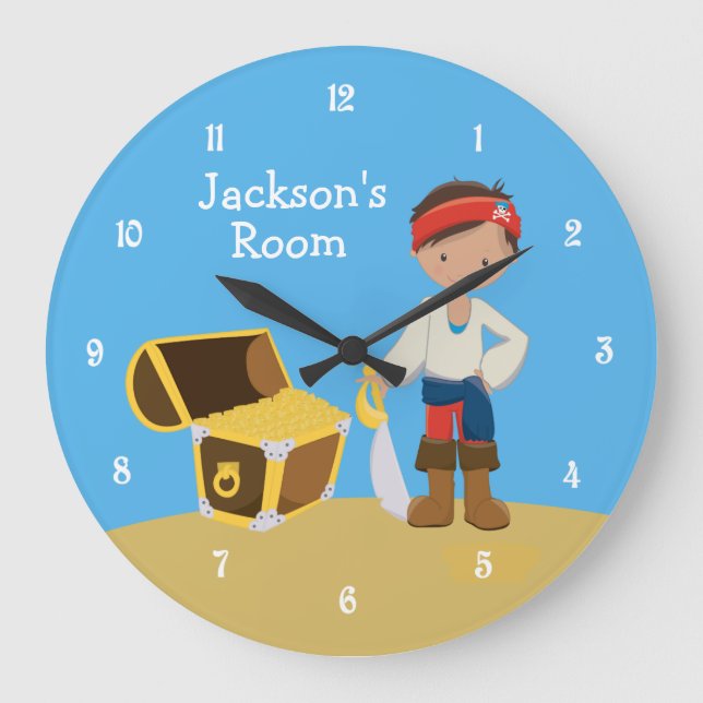 Custom Pirate Boy's Room Large Clock (Front)