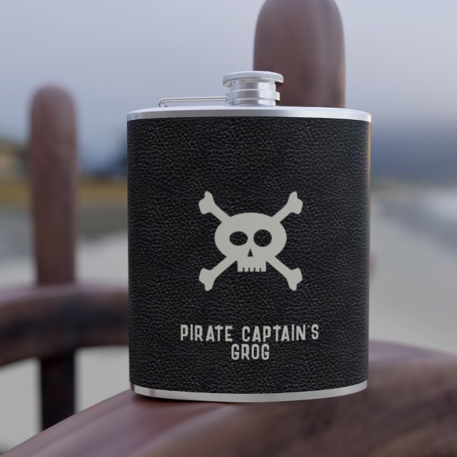 Custom Pirate Captain Name Black Flask (Ye can personalize the script to make it yer own or stick with the classic "Pirate Captain's Grog." )