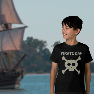 Custom Pirate Day Skull Crossbones Kids T-Shirt