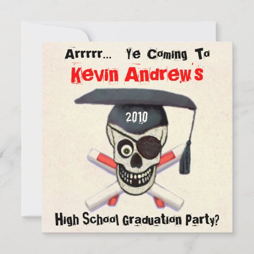 Custom Pirate Graduate Graduation Party Invitation