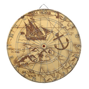 Custom Pirate map land point Family Dart Board