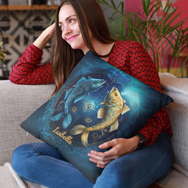 Custom Pisces Zodiac Horoscope Fantasy Sun Sign Throw Pillow (Creator Uploaded)