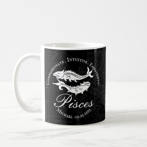 Custom Pisces Zodiac Positive Traits Vintage Black Coffee Mug