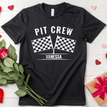 Custom Pit Crew Race Car Checkered Flag Racing T-Shirt<br><div class="desc">Custom Pit Crew Race Car Checkered Flag Racing T-Shirt</div>