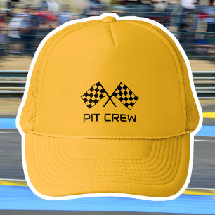 Custom Pit Crew Trucker Hat Racing Checkered Flags